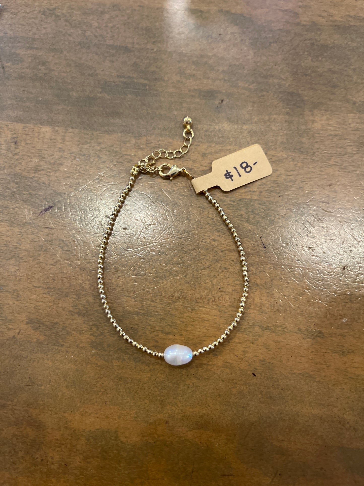 Single Pearl Metal Bracelet