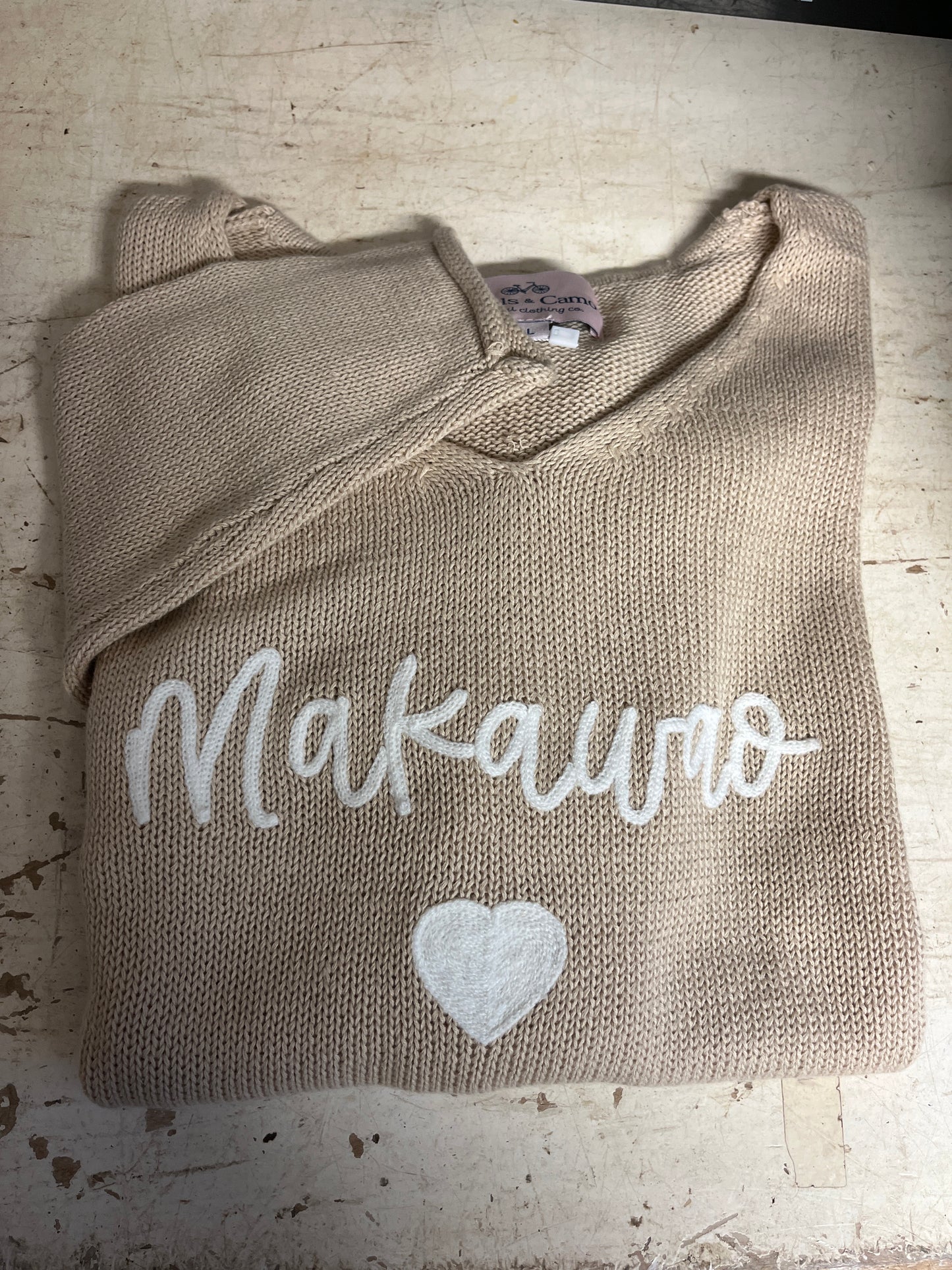 Makawao V Neck Script Sweater