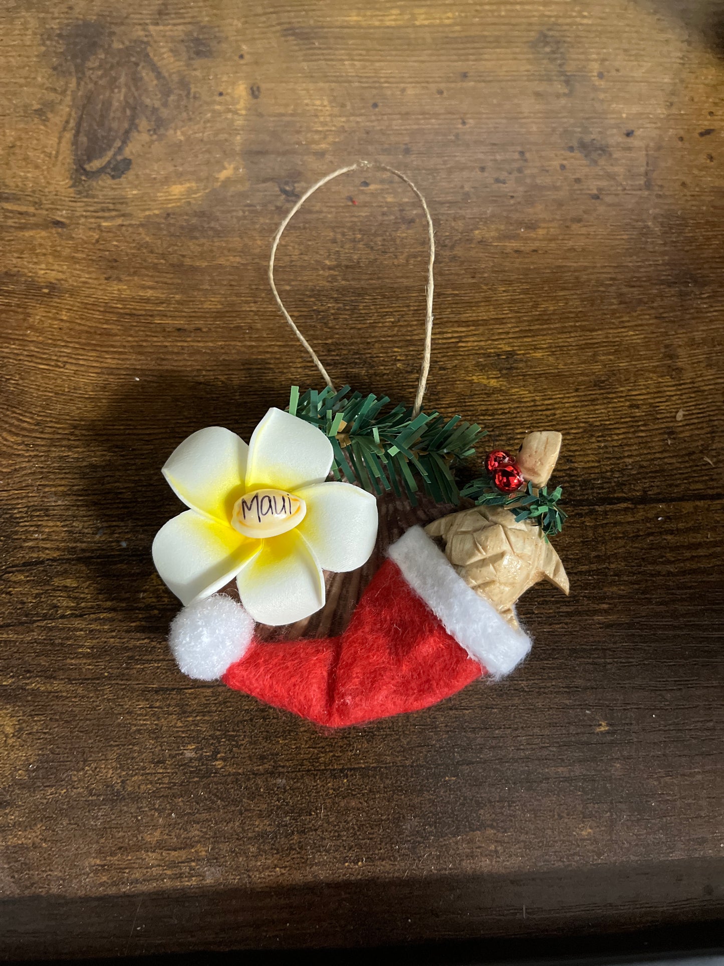 Honu in Santa Hat Ornament