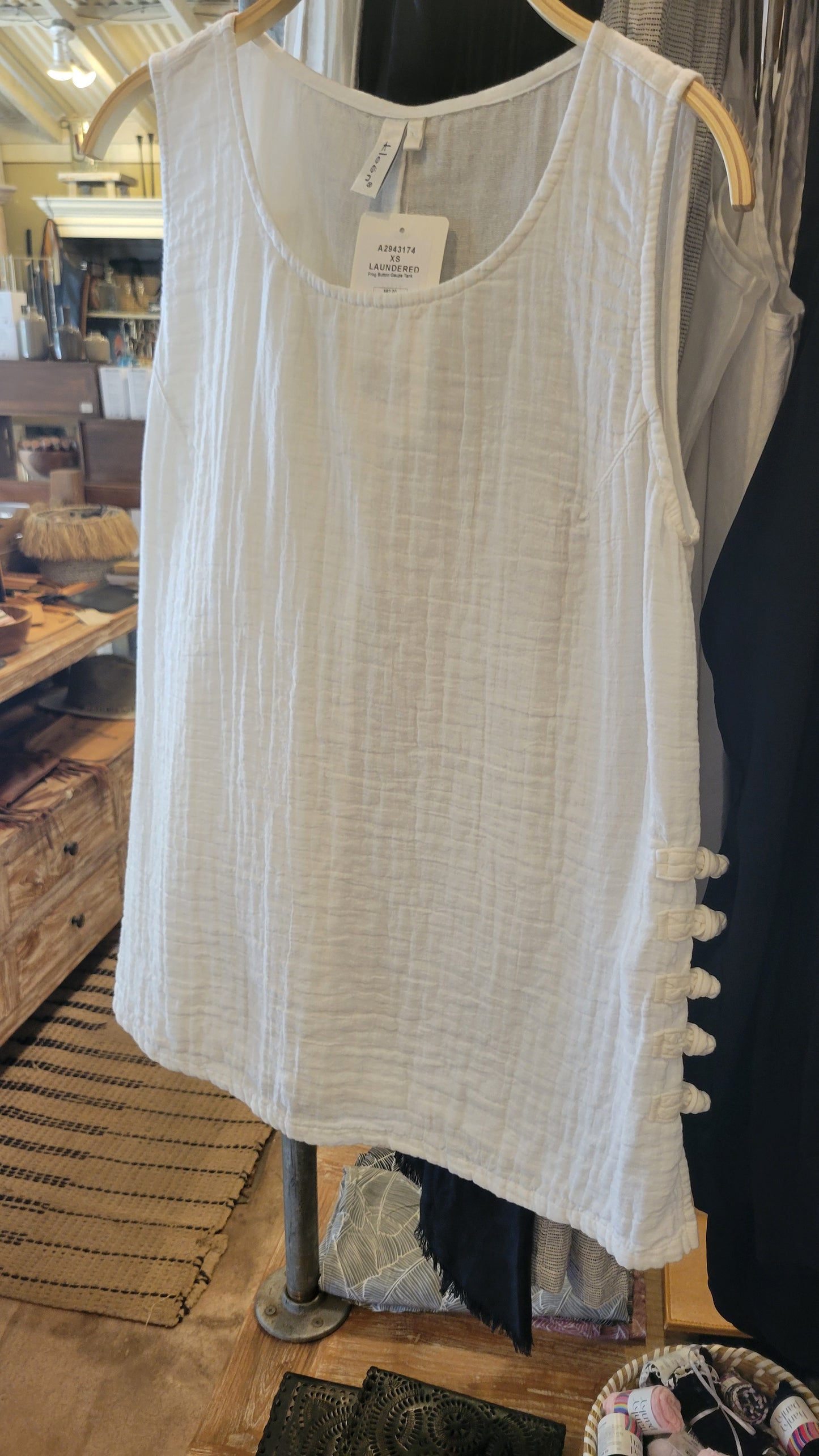 Frog Button Gauze Tank