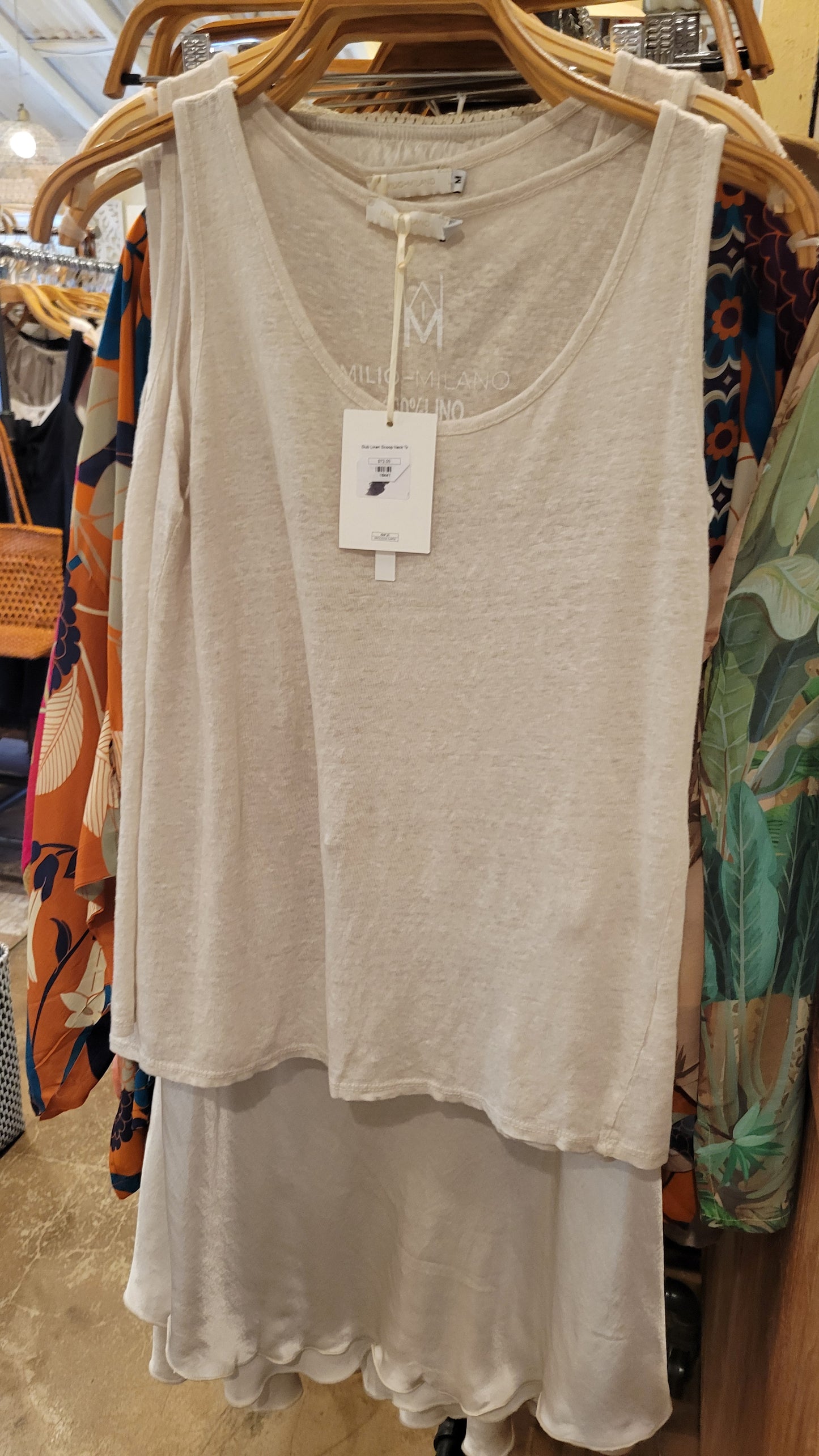 Slub Linen Scoop Neck Tank
