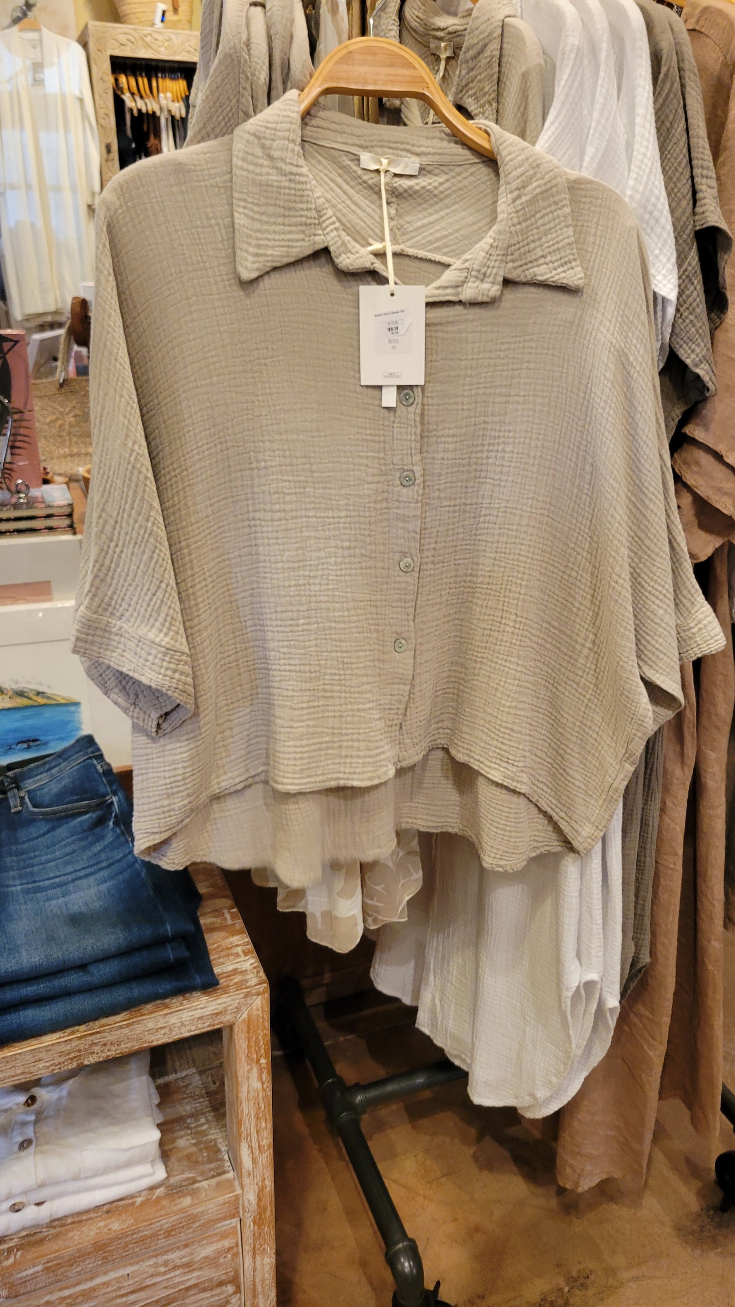 Button Down Gauze Top