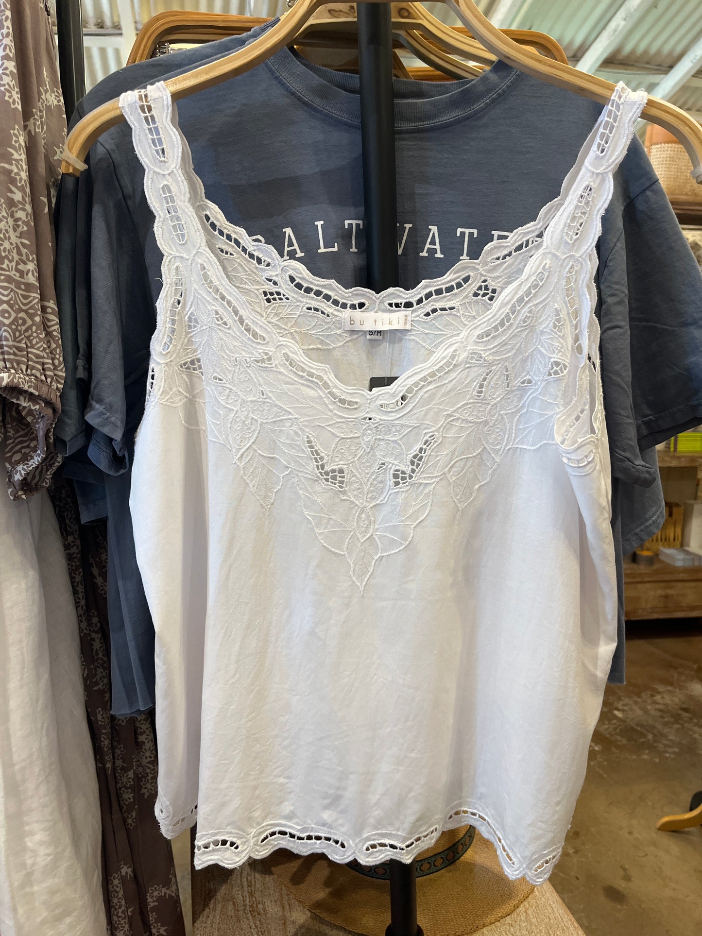 White Cutout Tank Top