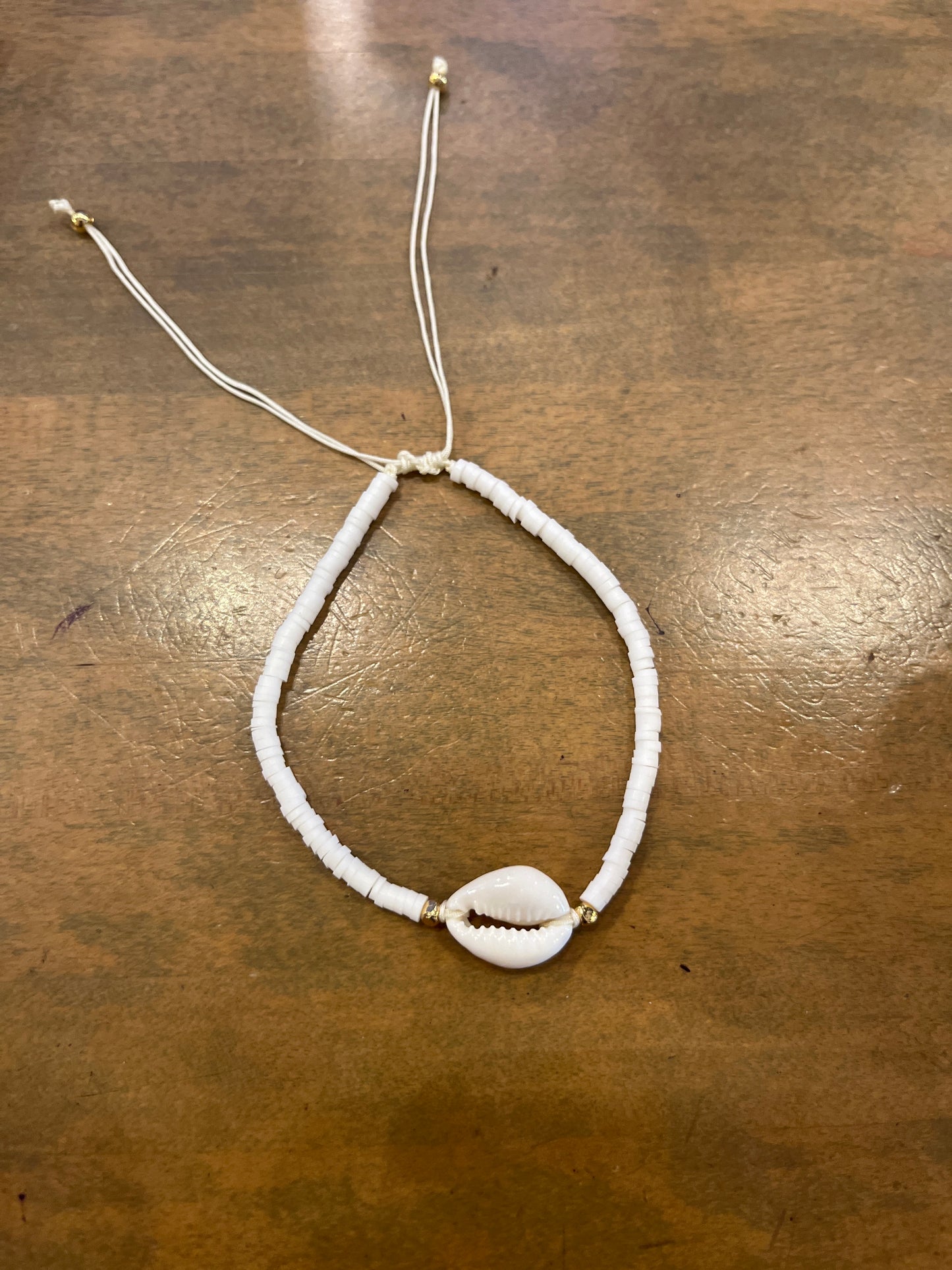 White Bead Cowrie Bracelet