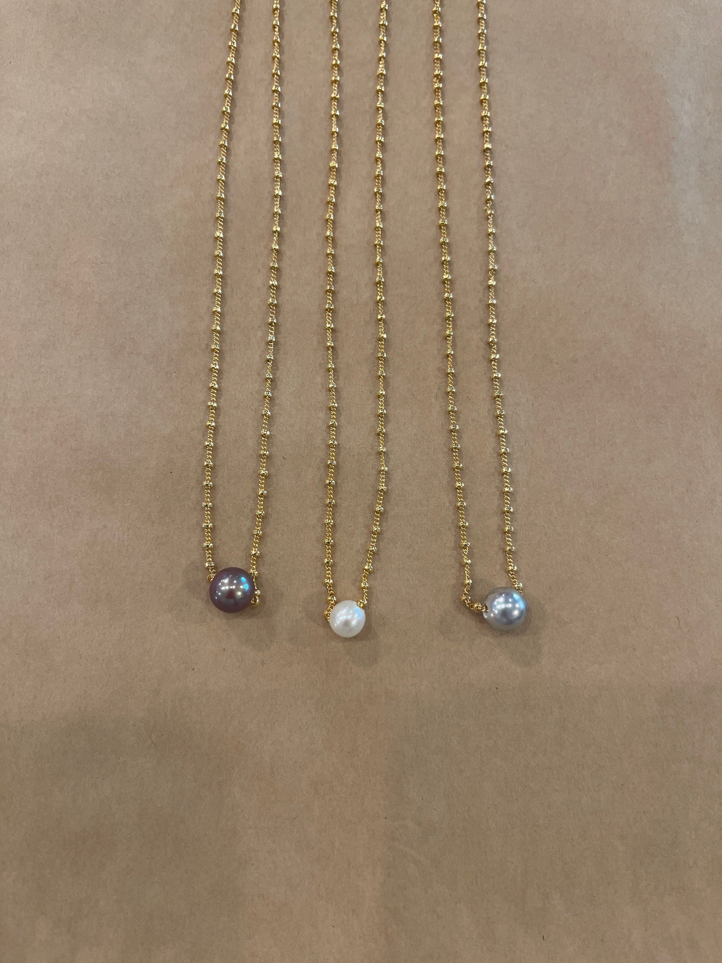 Pearl Necklace GF Ball Chain