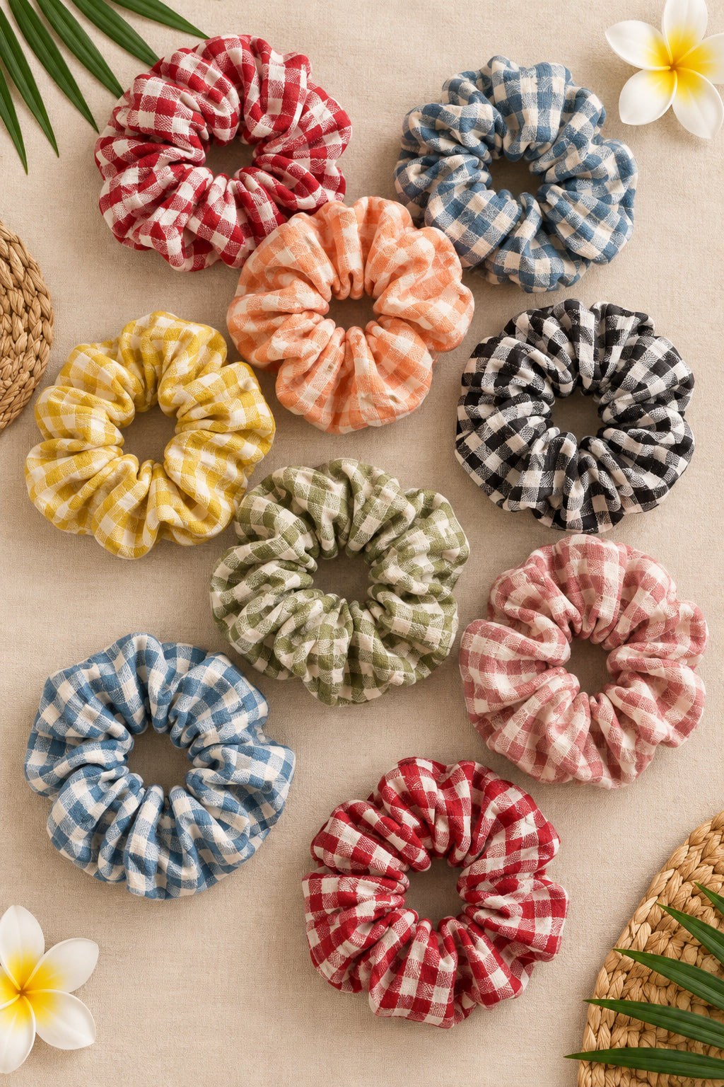 Gingham Print Hair Scrunchie