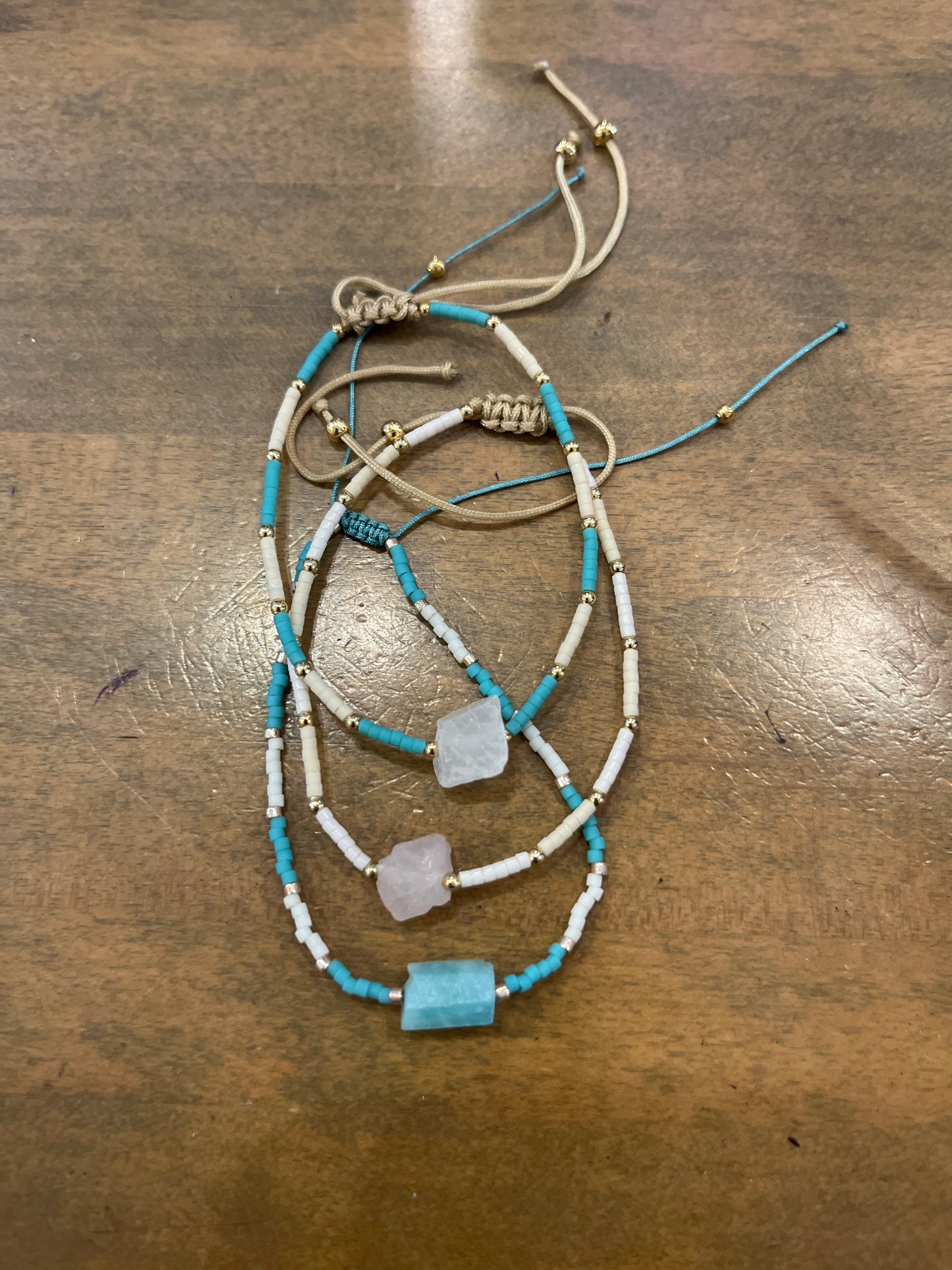 Tiny Bead w/Stone Bracelet