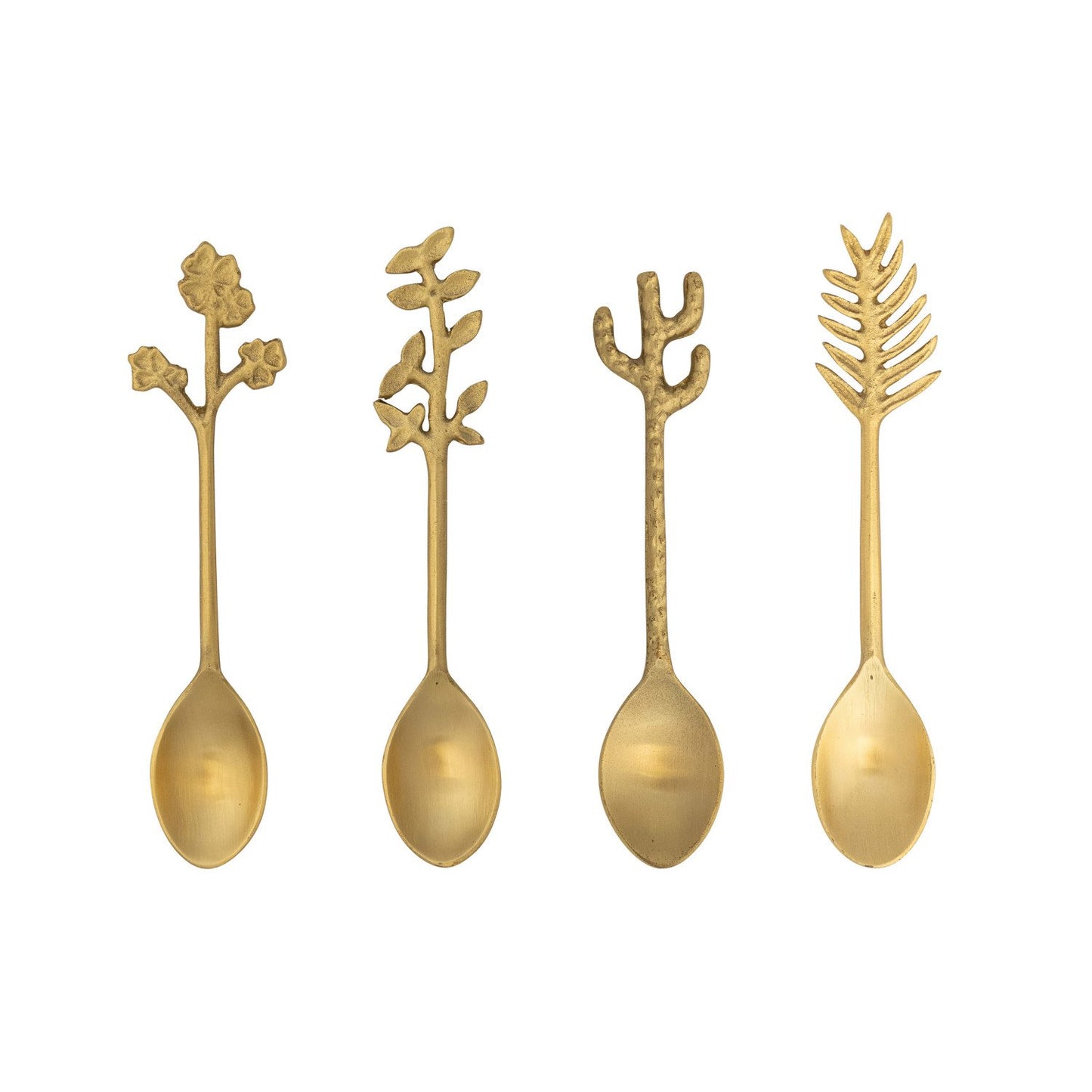 Brass Spoon with Botanical Shaped Handle, 4 Styles