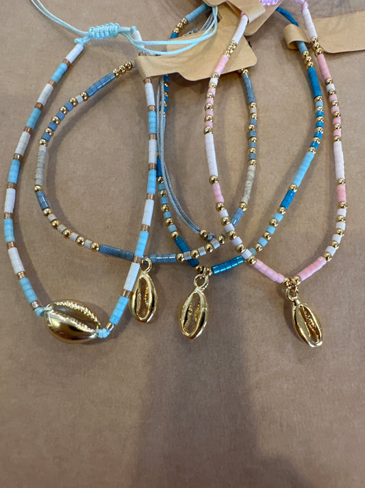 Tiny Bead & Cowrie Bracelet