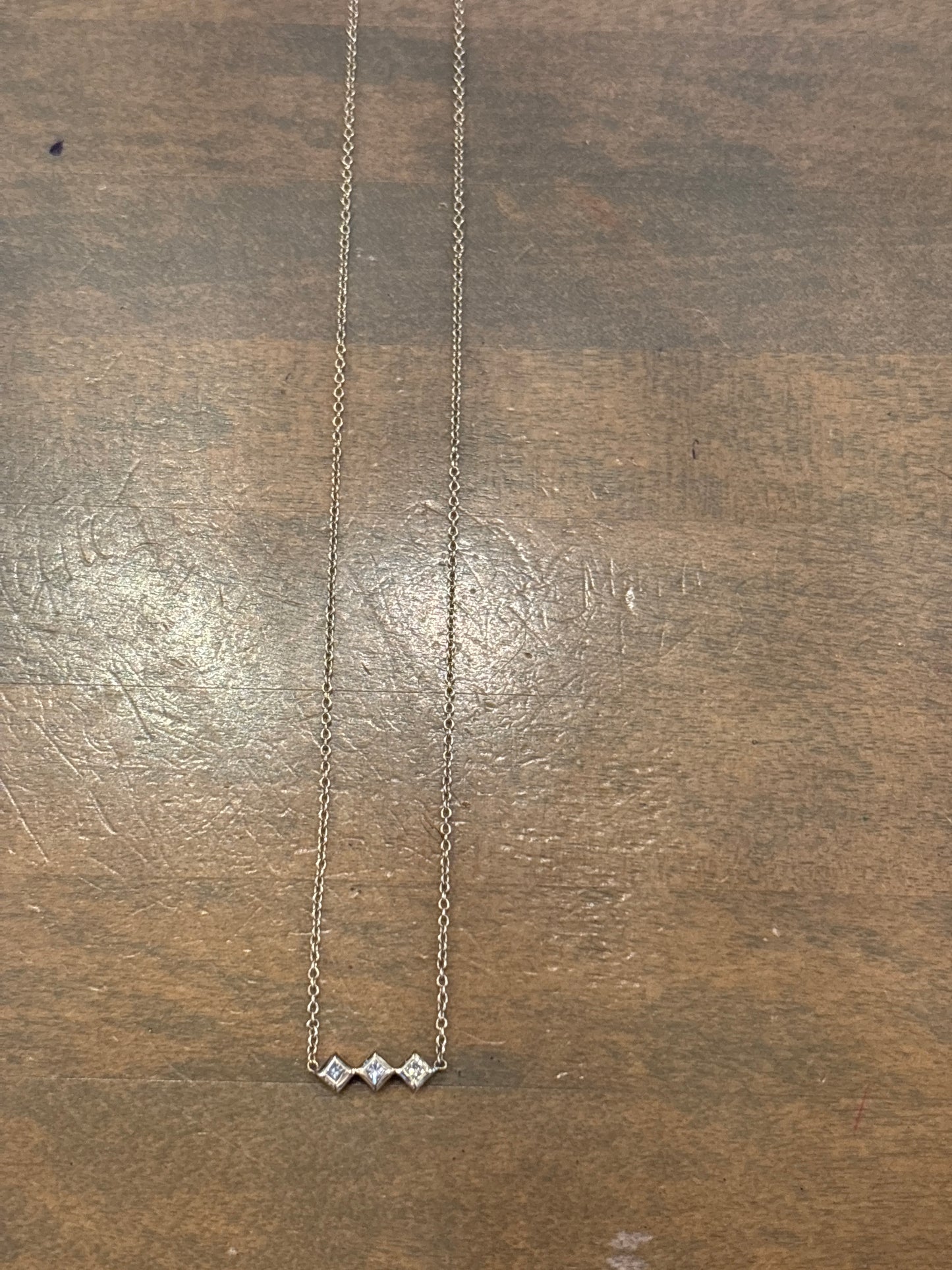 3 Princess Diamond Necklace