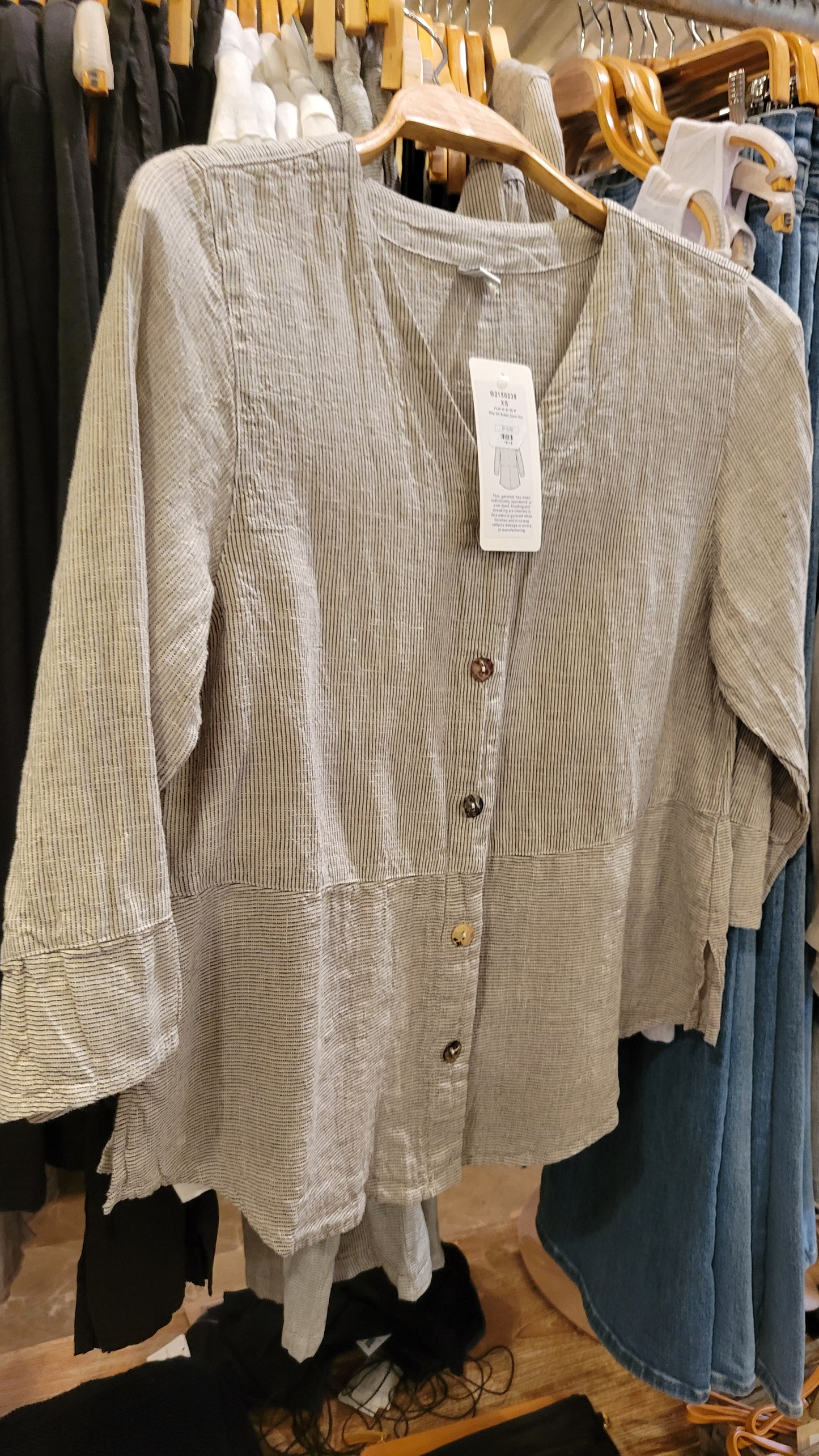 Stripe 3/4 Button Down Shirt