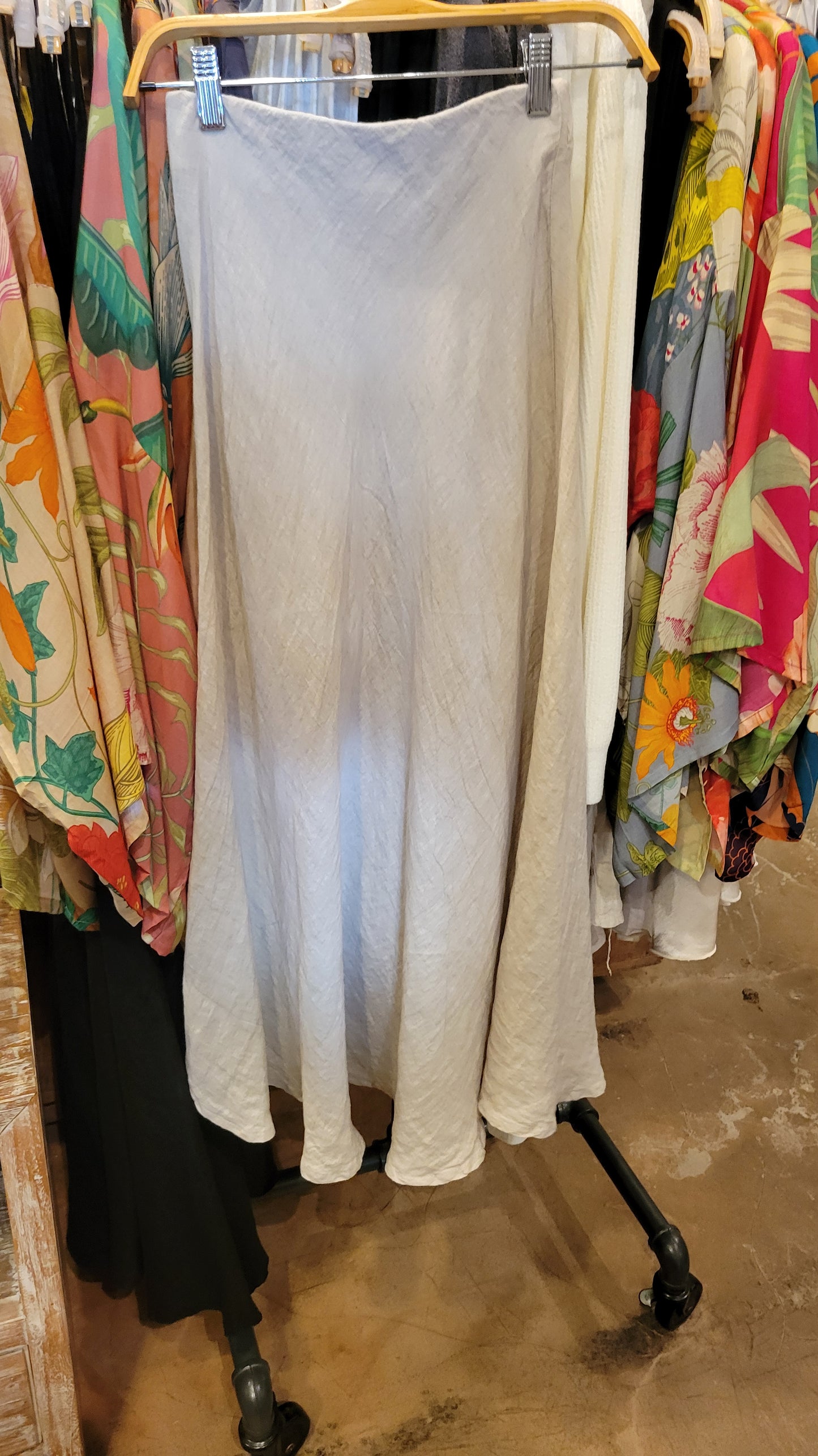 Crinkle Linen Midi Skirt