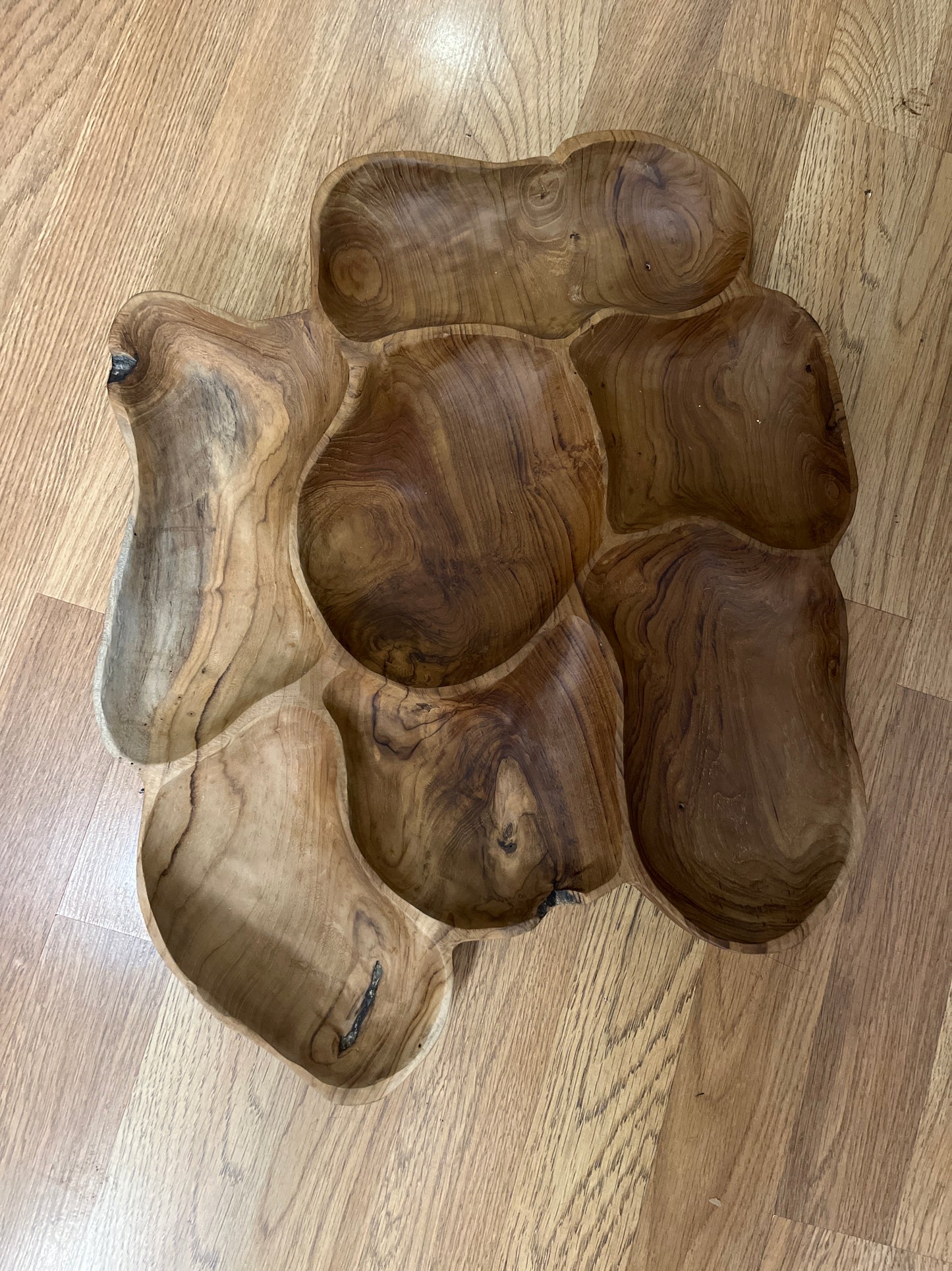 Teak Wood Sectioned Bowl