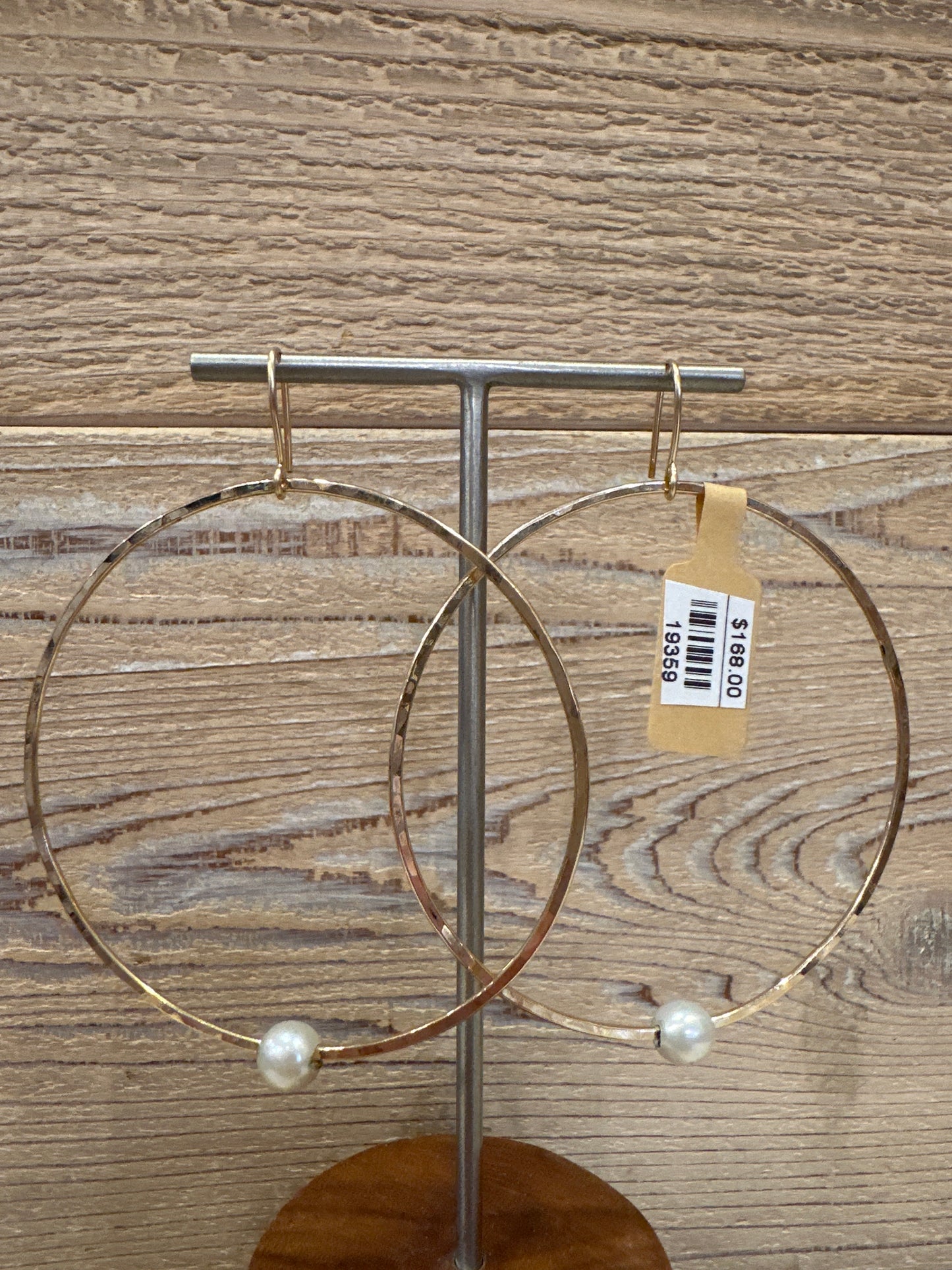 Large Pearl Hoops GF