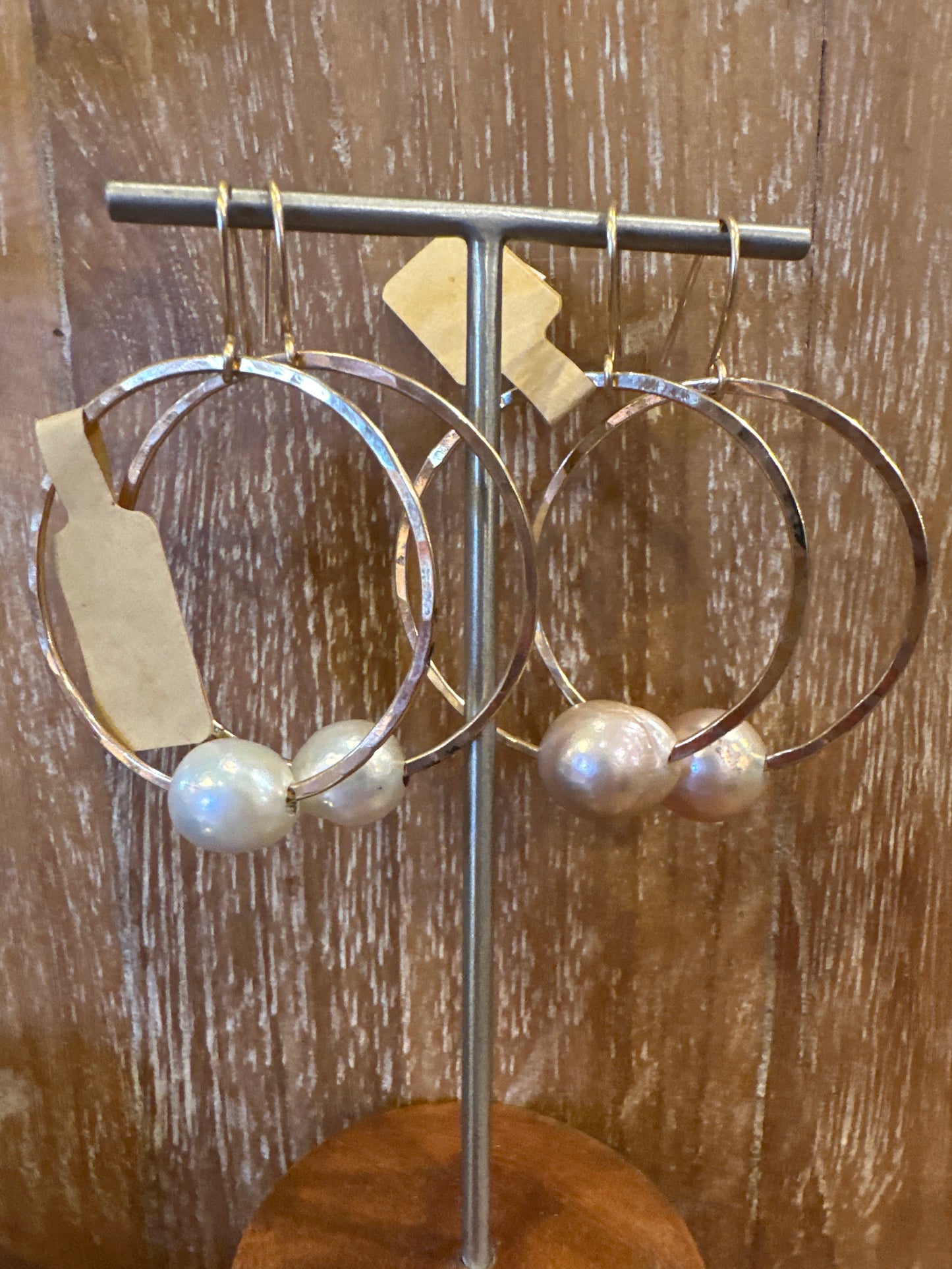 Small Pearl Hoops GF
