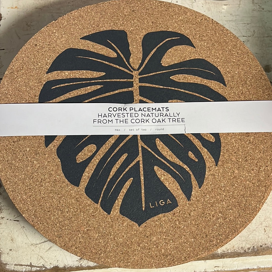 Monstera Cork Placemats-set/2