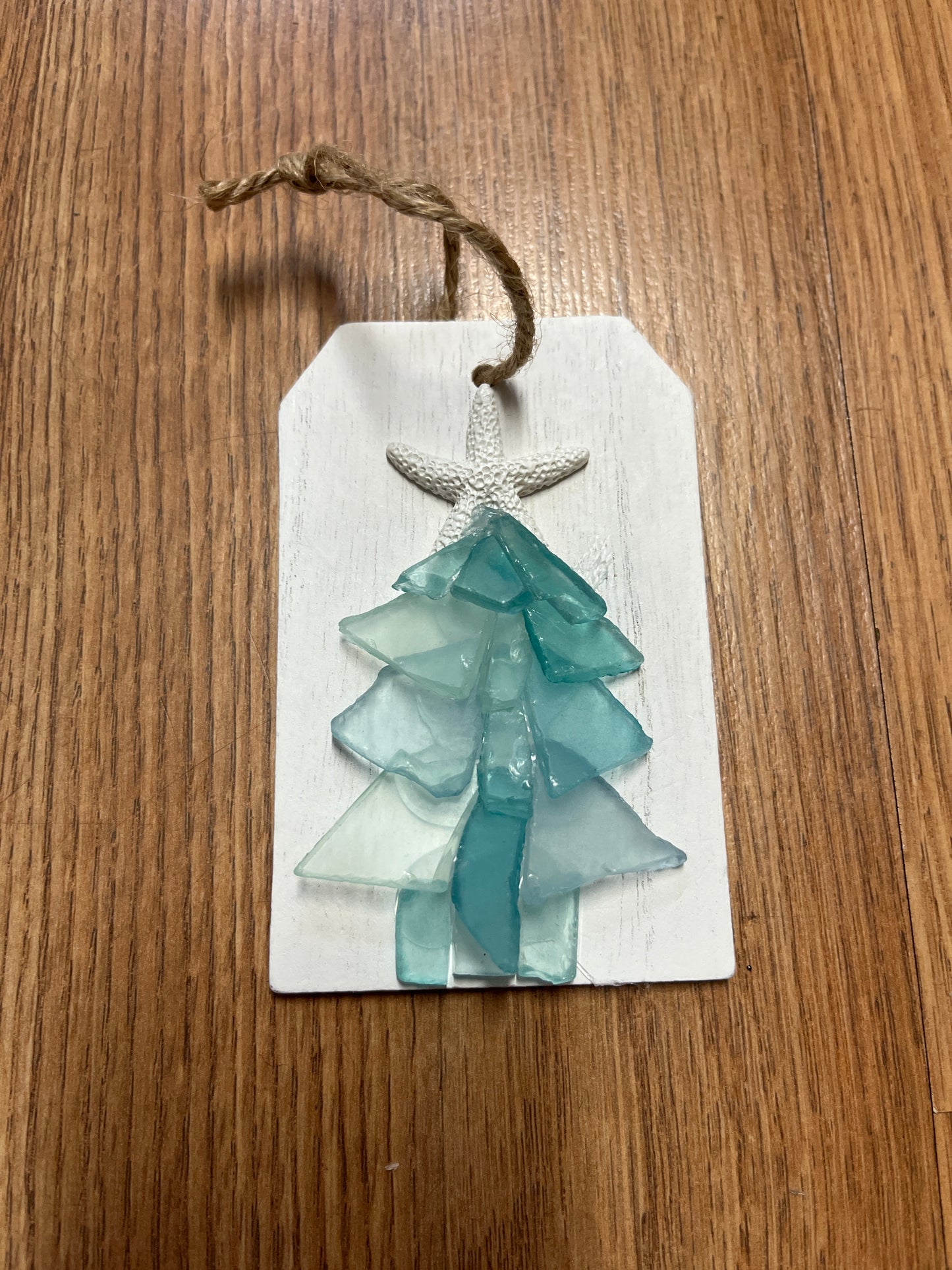 Seaglass Tree Ornament on Plank