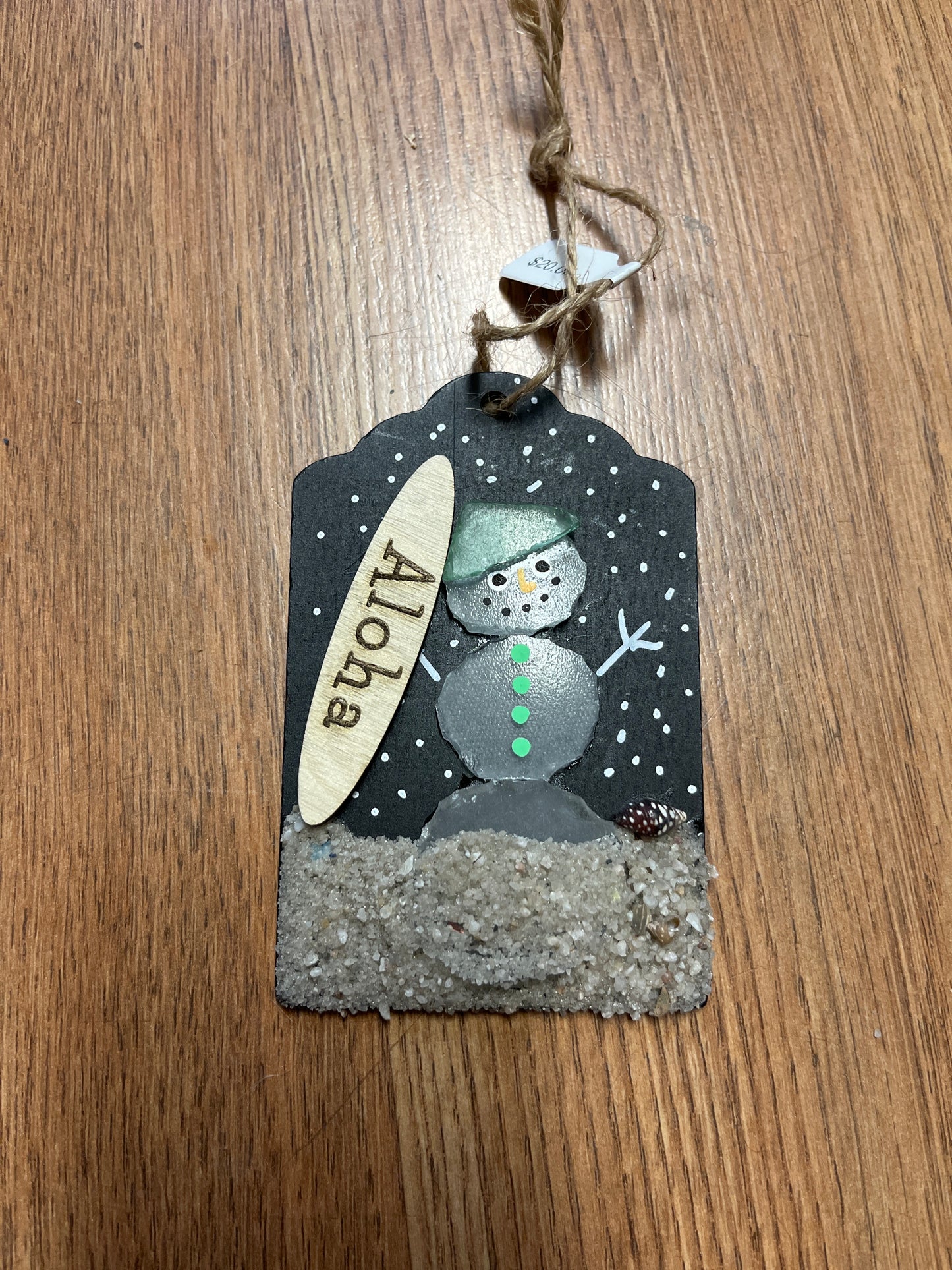 Seaglass Snowman Ornament