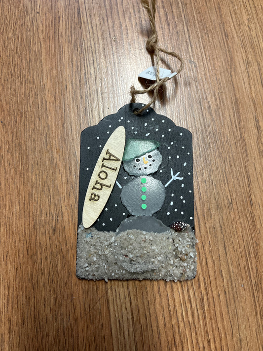 Seaglass Snowman Ornament