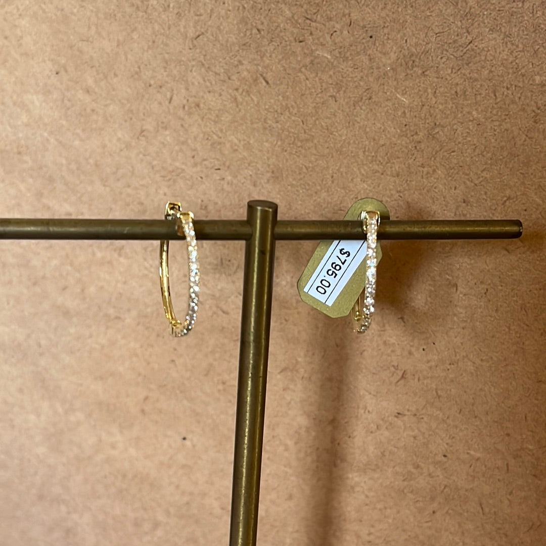 14K Large Diamond Hoop Huggies