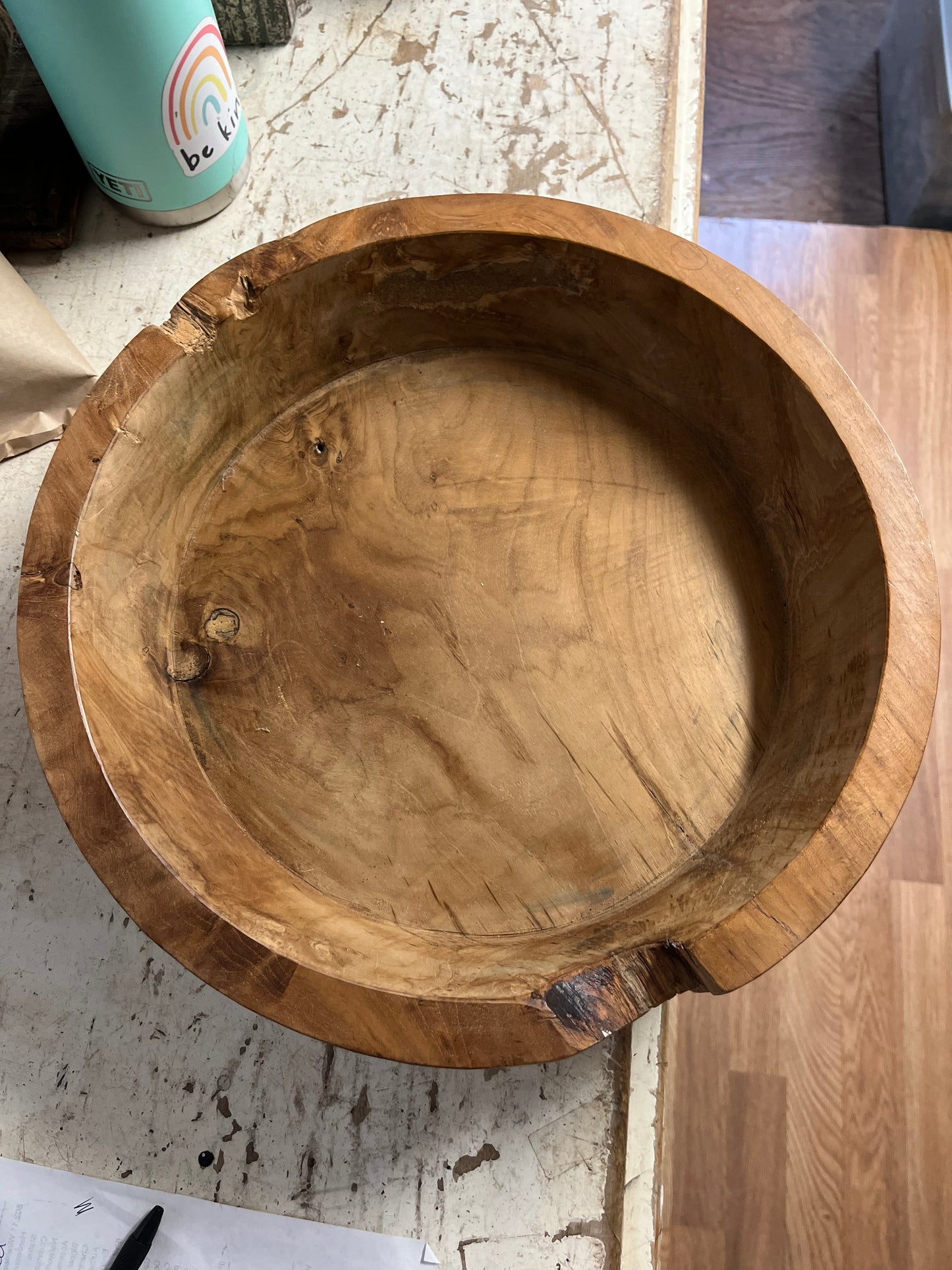Round Teakwood Bowl 15"
