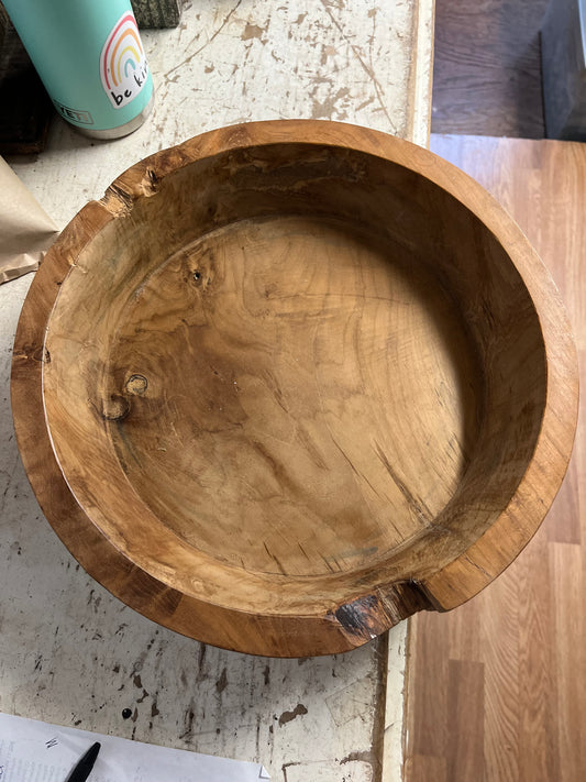 Round Teakwood Bowl 15"
