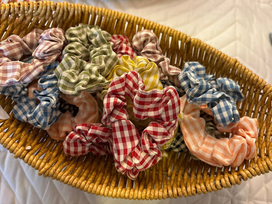 Gingham Print Hair Scrunchie