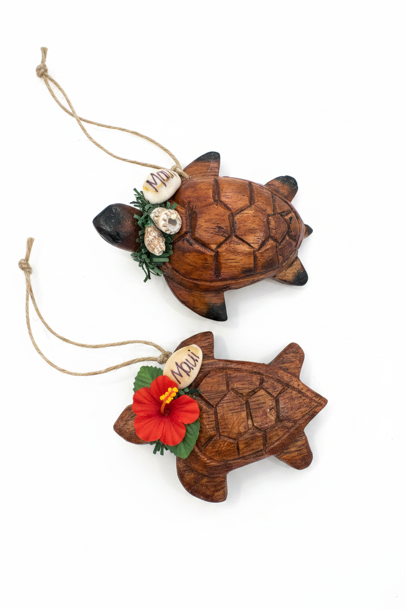 Honu w/ Flower or Shells Ornament