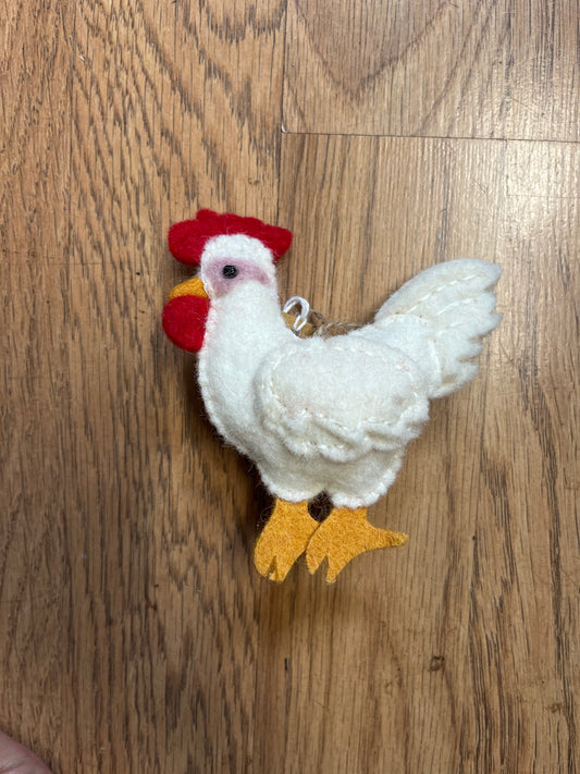 White Rooster Felt Ornament