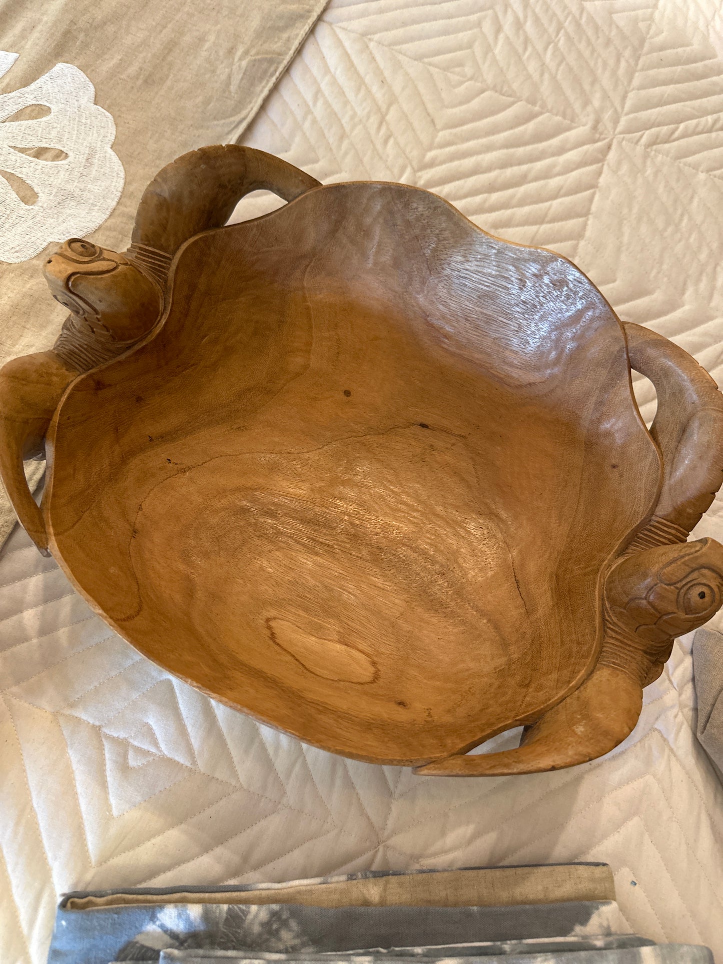 Wood Hand Carved Turtle Bowl