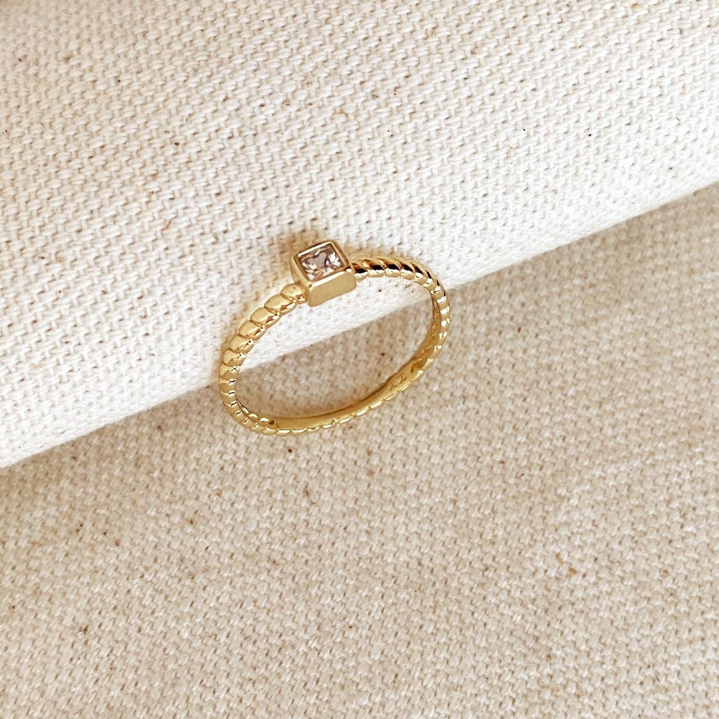 18K GF Twisted Single CZ Ring