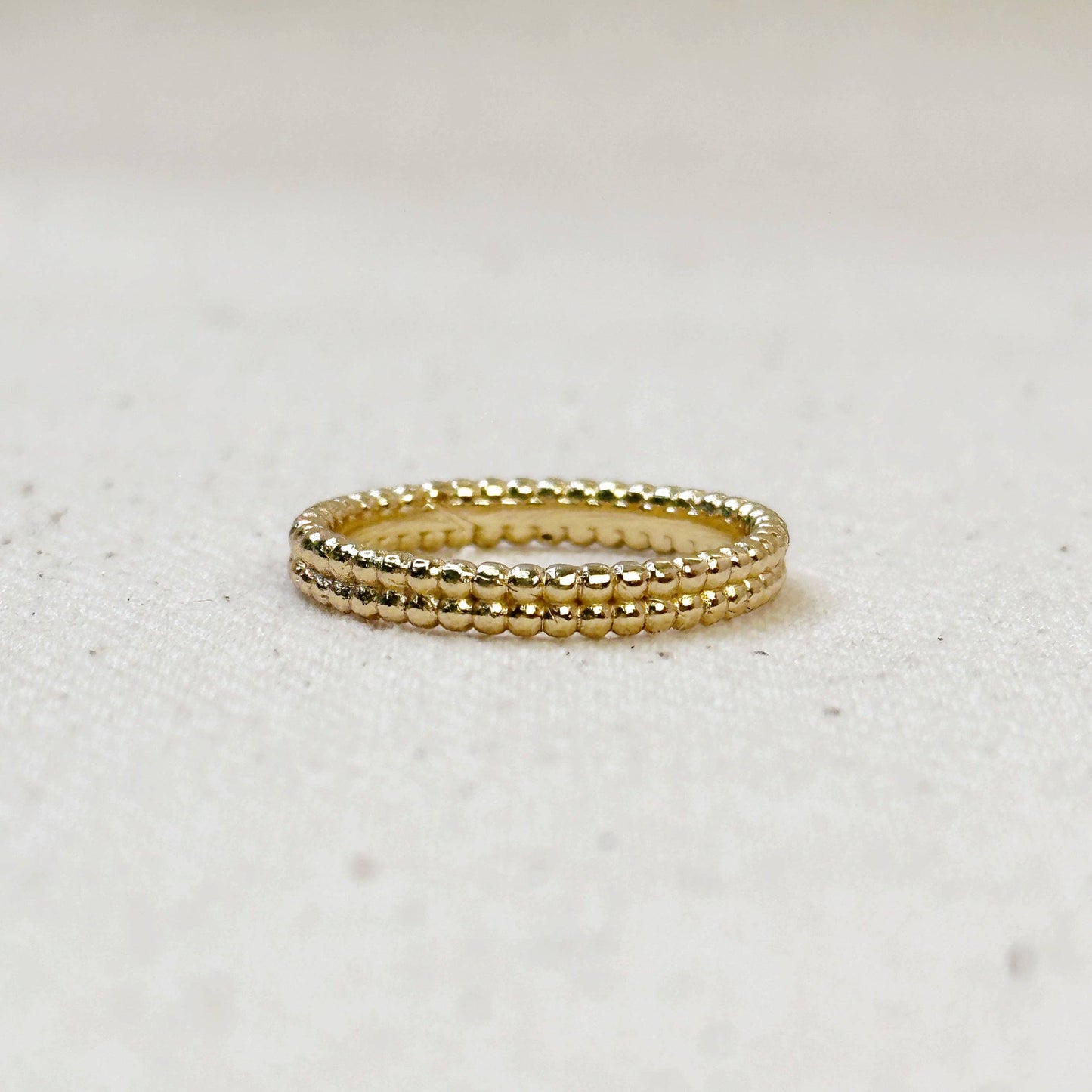 18K GF Double Beaded Band Ring