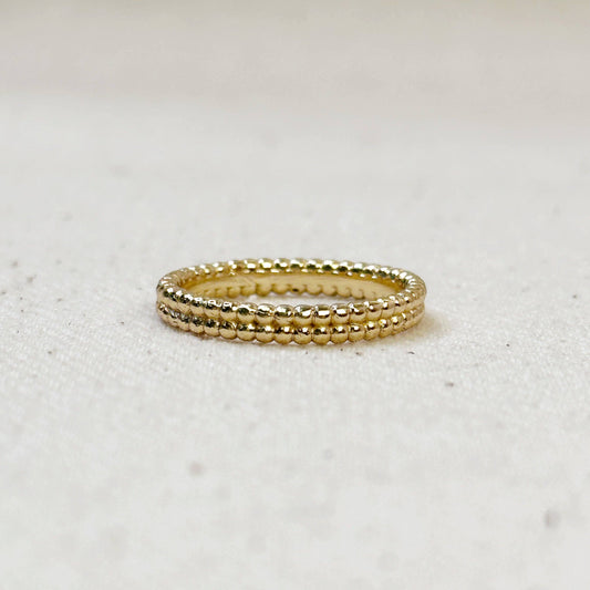 18K GF Double Beaded Band Ring