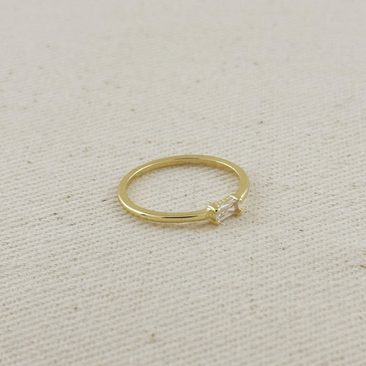 18K GF Rectangle CZ Ring