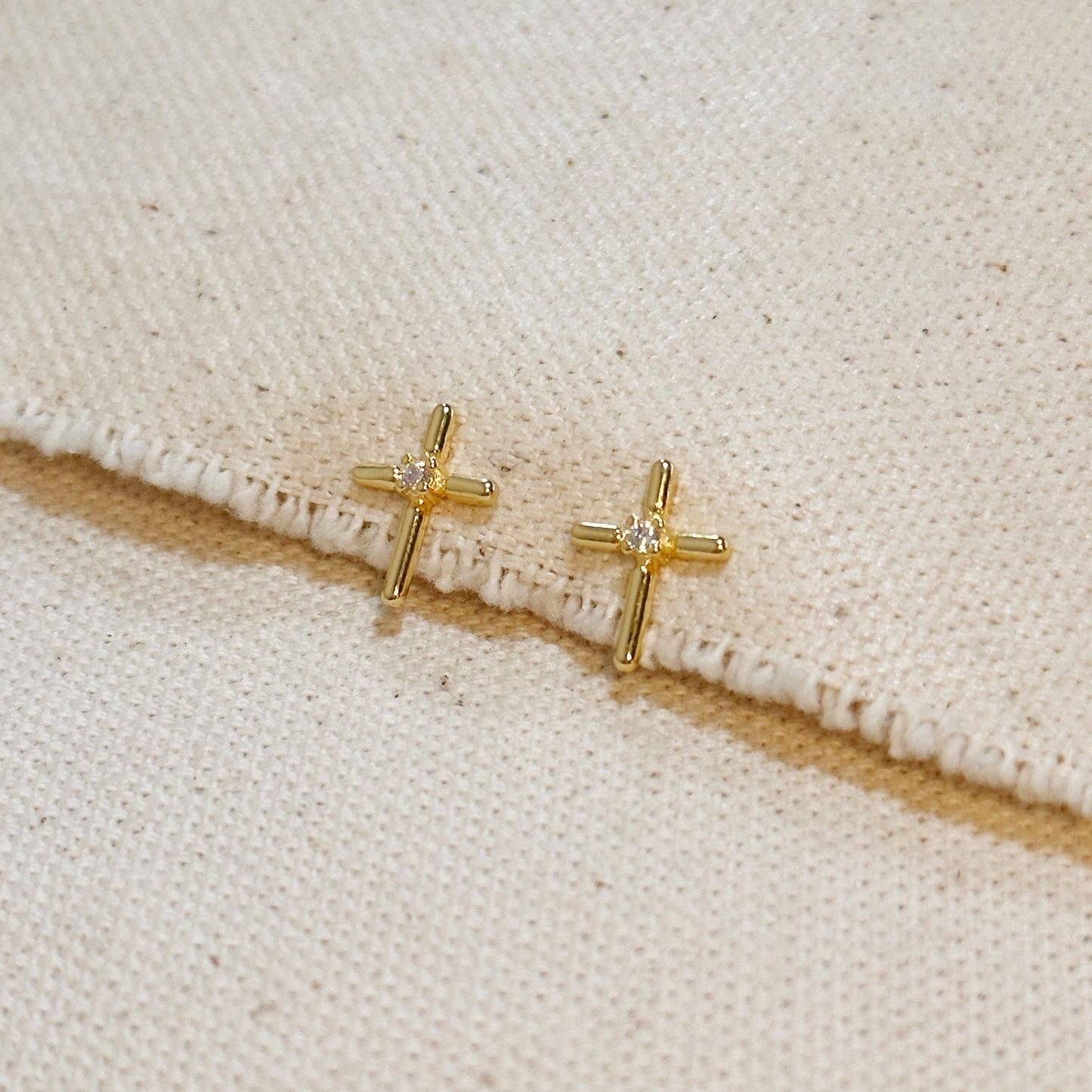 18K GF Mini Cross Studs