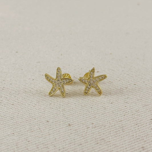18K GF CZ Starfish Studs