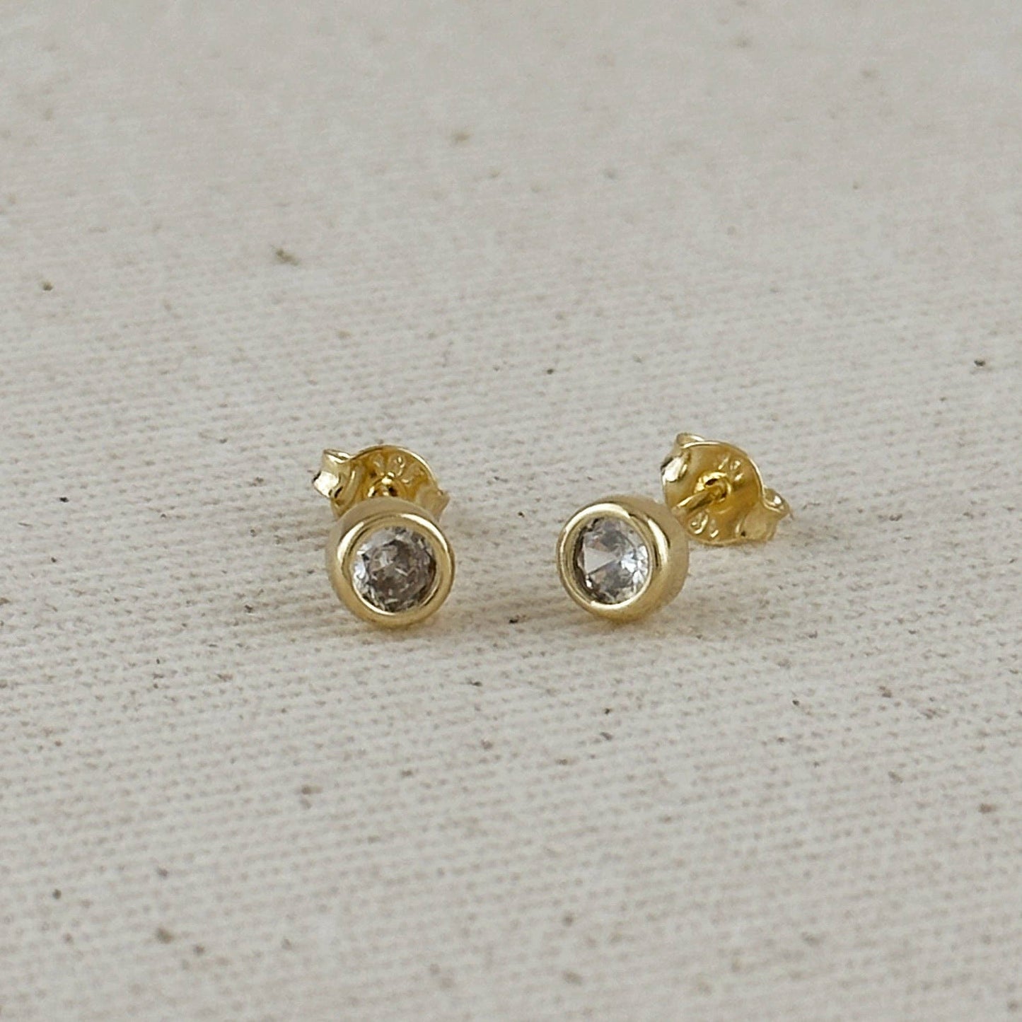 18K GF Mini CZ Round Studs