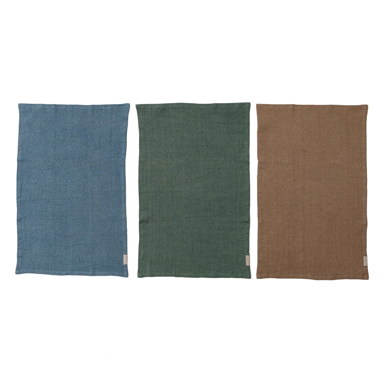 Stonewashed Linen Blend Tea Towel w/ Tab, 3 Colors