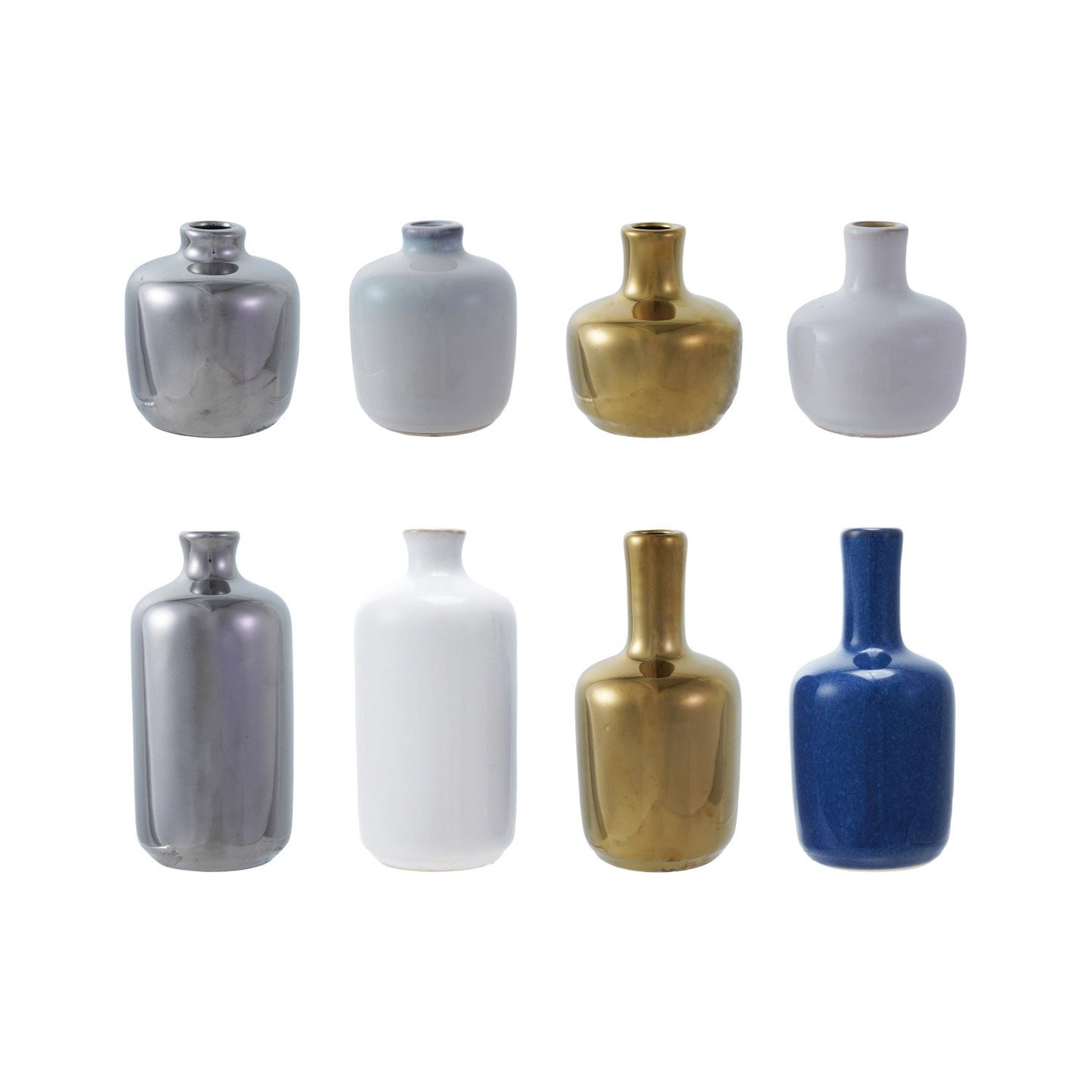 Stoneware Vases, Set of 8 (Each One Will Vary)
