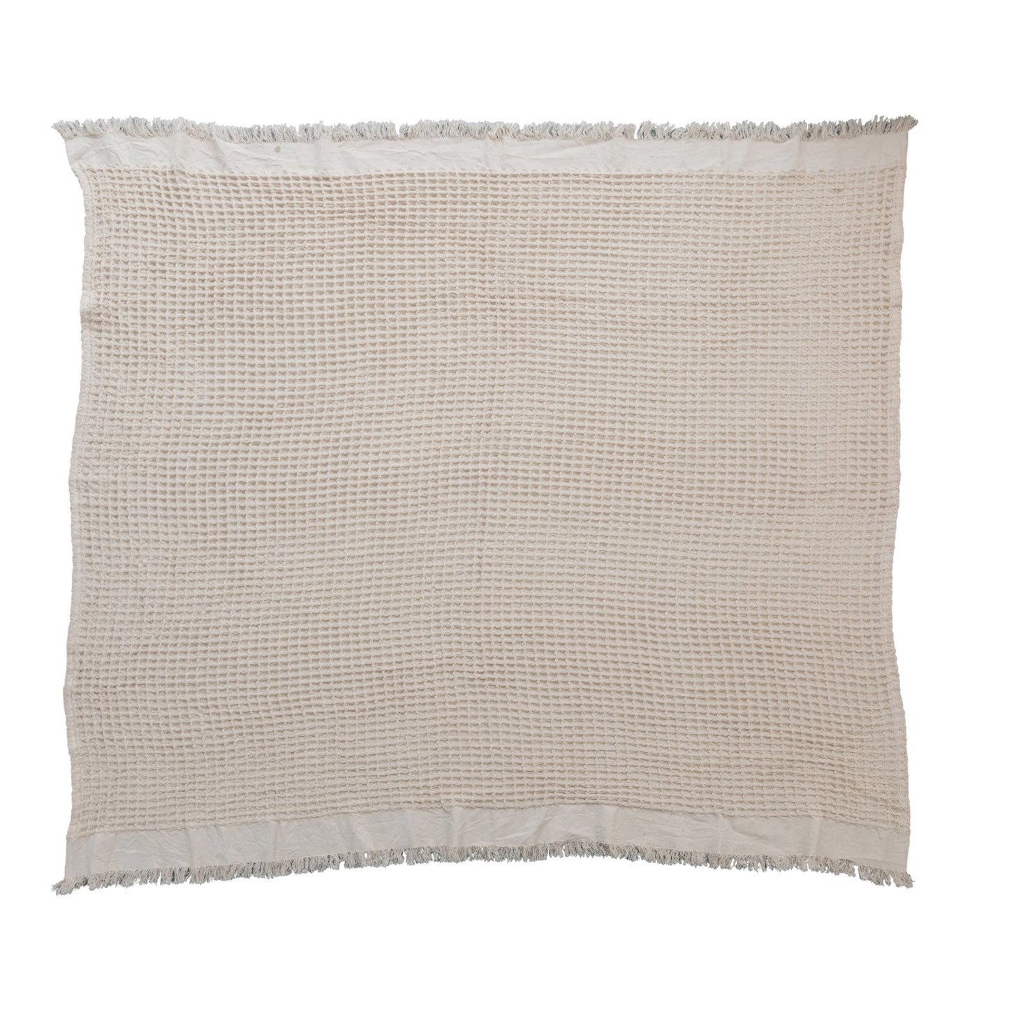 Cotton Waffle Weave Throw w/ Fringe