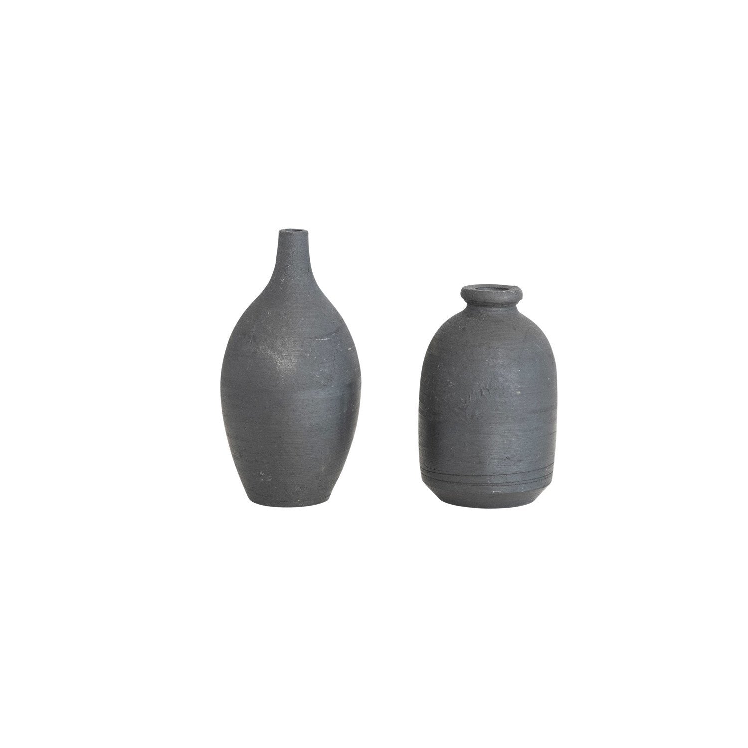 Decorative Handmade Terra-cotta Mini Vase, Black Chalkboard Finish, 2 Styles