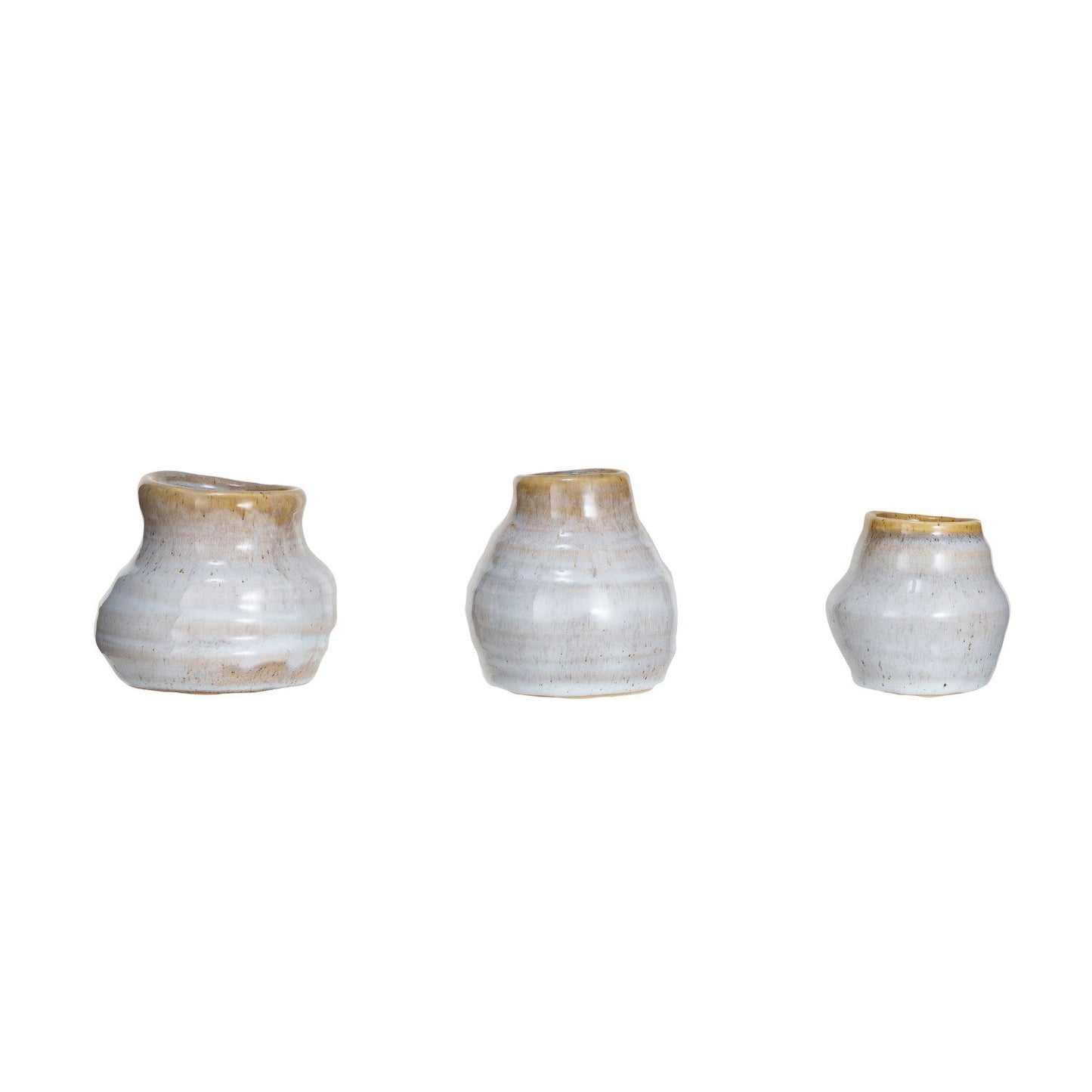Terra-cotta Vases, Reactive Glaze, Set of 3 (Each One Will Vary)