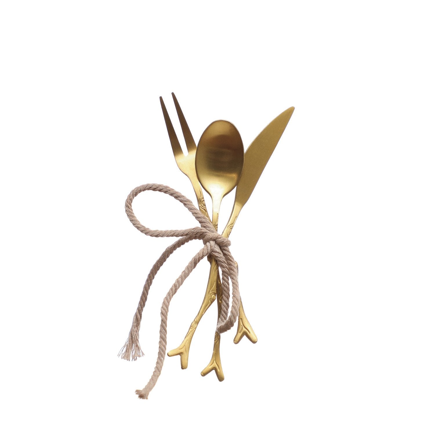 Stainless Steel Appetizer Utensils w/ Twig Shaped Handles, Set of 3